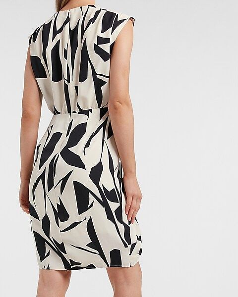 Abstract Print Draped Sheath Dress | Express