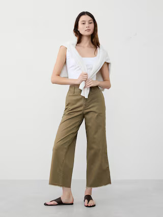 Wide-Leg High-Rise Cropped Chino | Banana Republic Factory