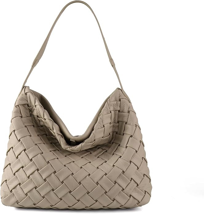 SHARPAD Woven Bag for Women, Vegan Leather Tote Bag, Retro Handbag Purse, Handmade Large Summer B... | Amazon (US)