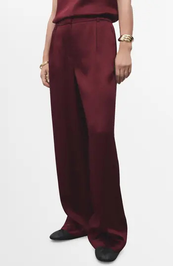 MANGO Wide Leg Satin Pants | Nordstrom | Nordstrom