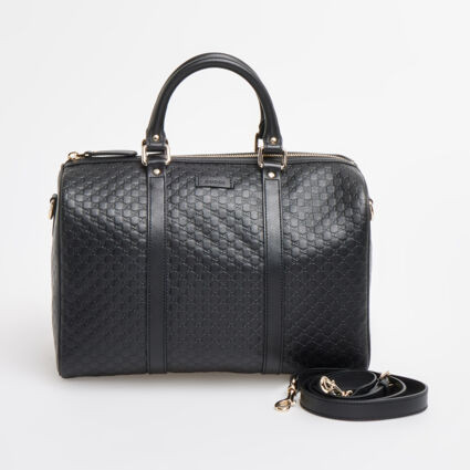 Black Leather Boston Bag | TK Maxx