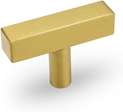 5Pack Gold Cabinet Pulls Kitchen Hardware Drawer Knobs - Goldenwarm LS1212GD Brushed Brass Square... | Amazon (US)