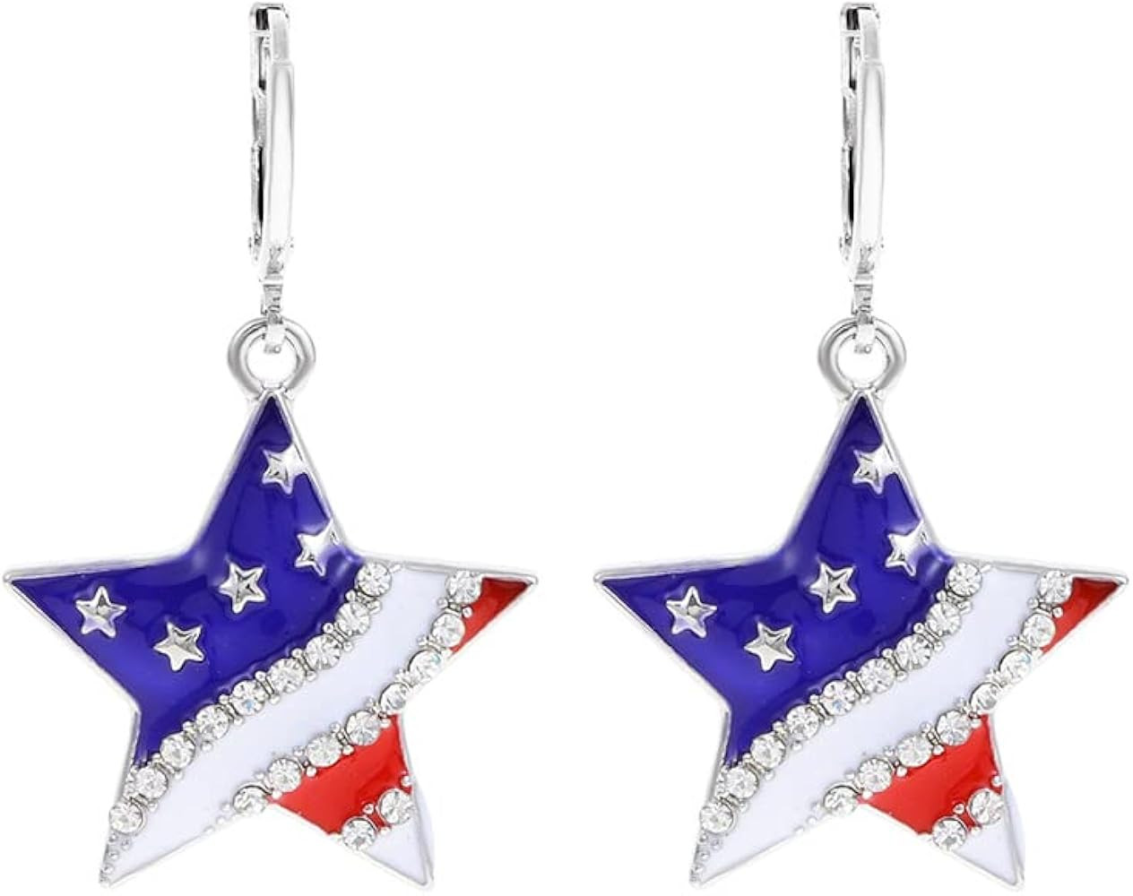 American Flag Earrings Patriotic Red White Blue USA Earring,4th of July Drop Dangle Earring Indep... | Amazon (US)