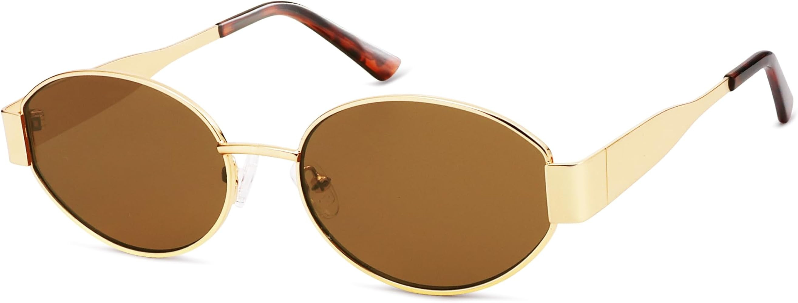 AMOMOMA Retro Oval Trendy Sunglasses for Women Designer 2024 Womens Sun Glasses Metal 90s AM6639 | Amazon (US)