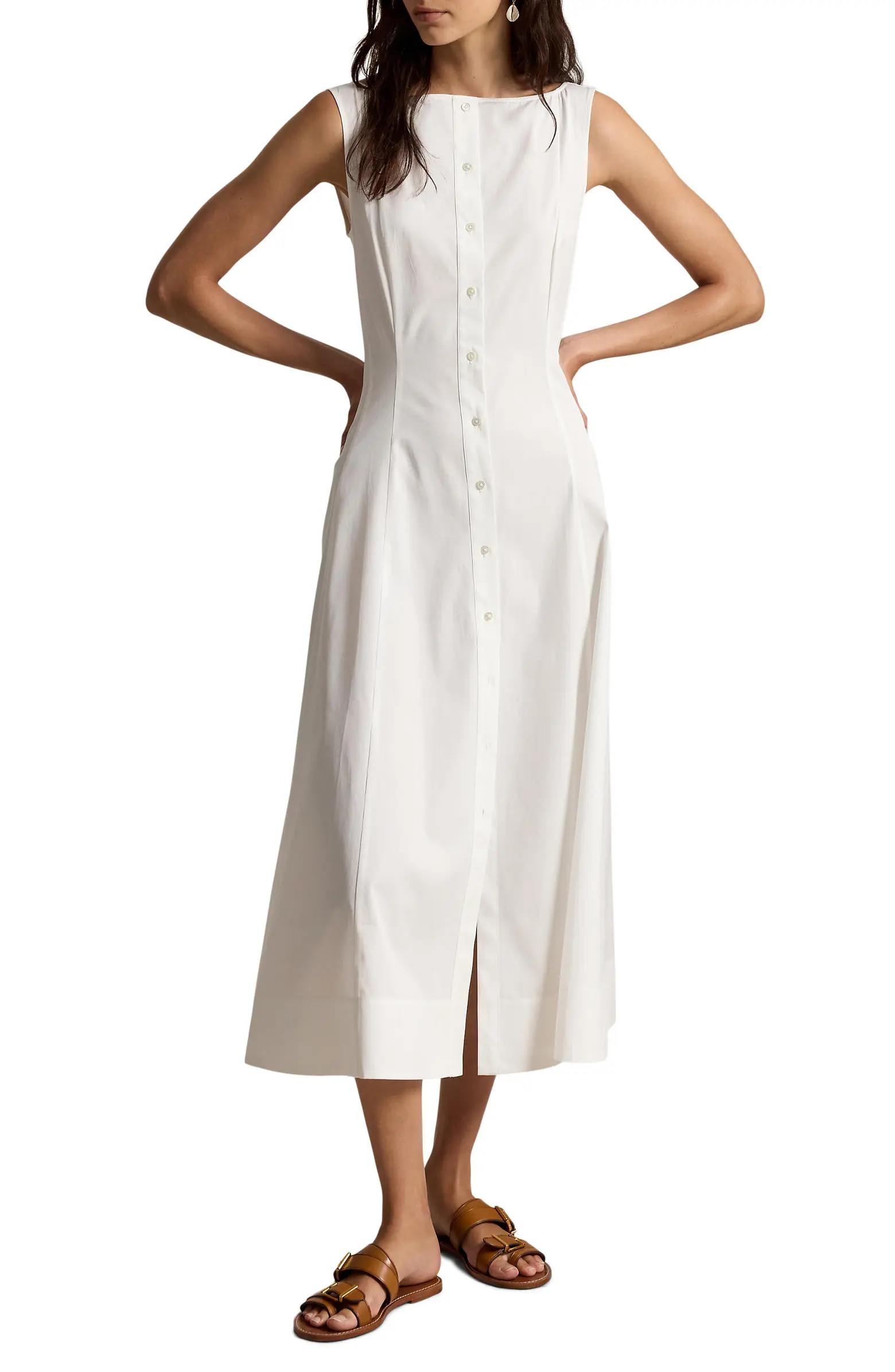 Paneled Cotton Button-Up Midi Dress | Nordstrom