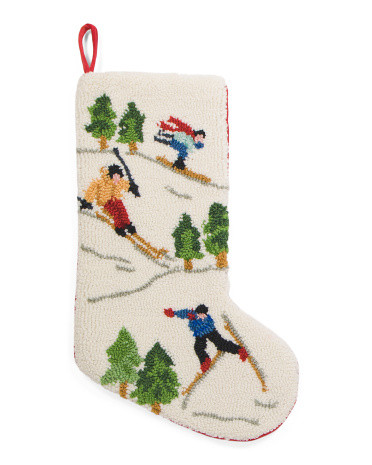 12X20 Downhill Skiers Hooked Stocking, Polyester | TJ Maxx