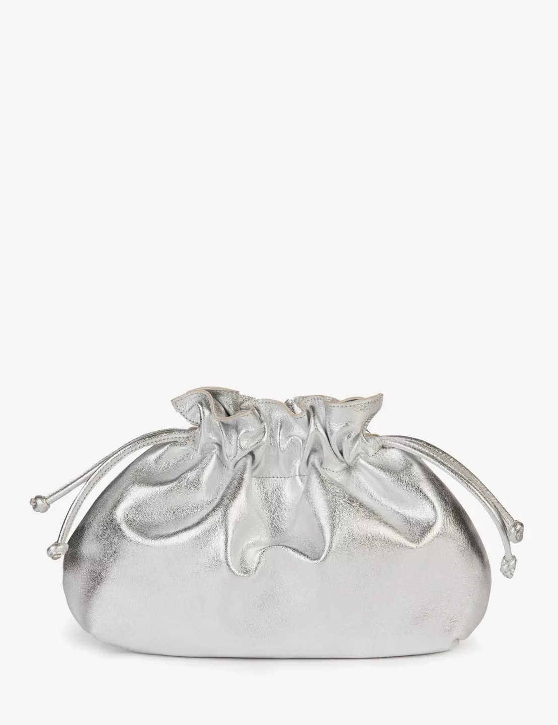 Puffball Leather Clutch - Silver | Penelope Chilvers
