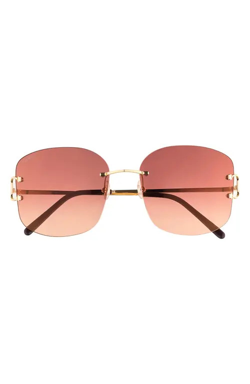 Cartier 60mm Rimless Square Sunglasses in Gold at Nordstrom | Nordstrom