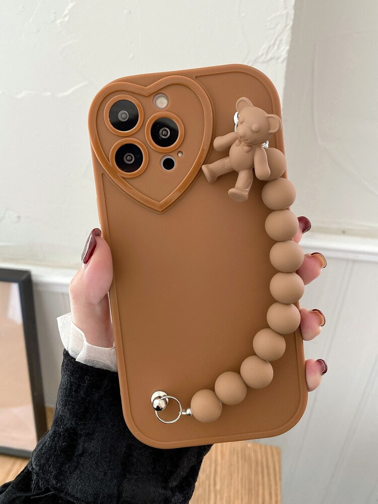 Plain Phone Case With Beaded Lanyard | SHEIN