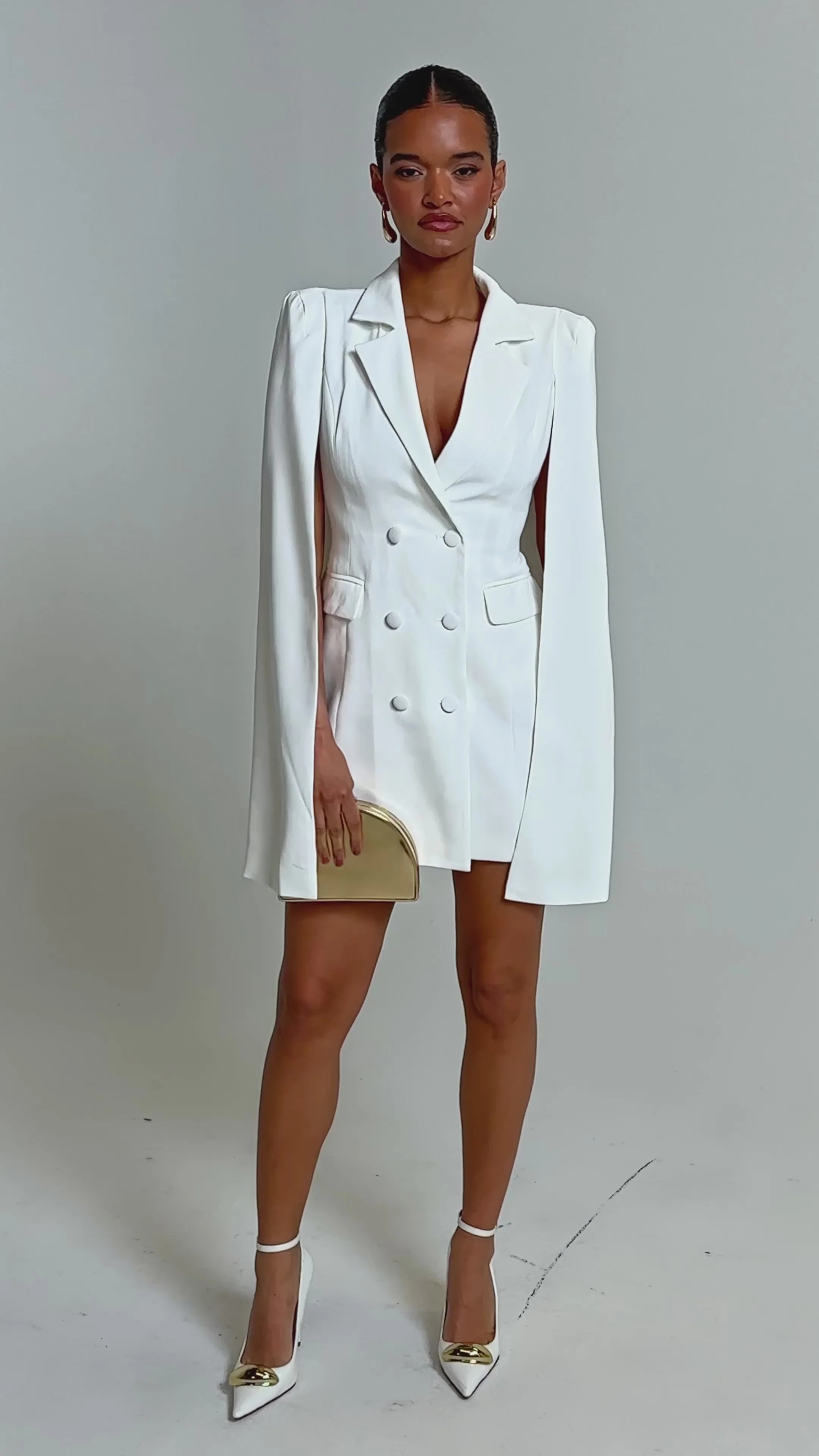 A LA MODE MINI BLAZER DRESS IN WHITE | AKIRA