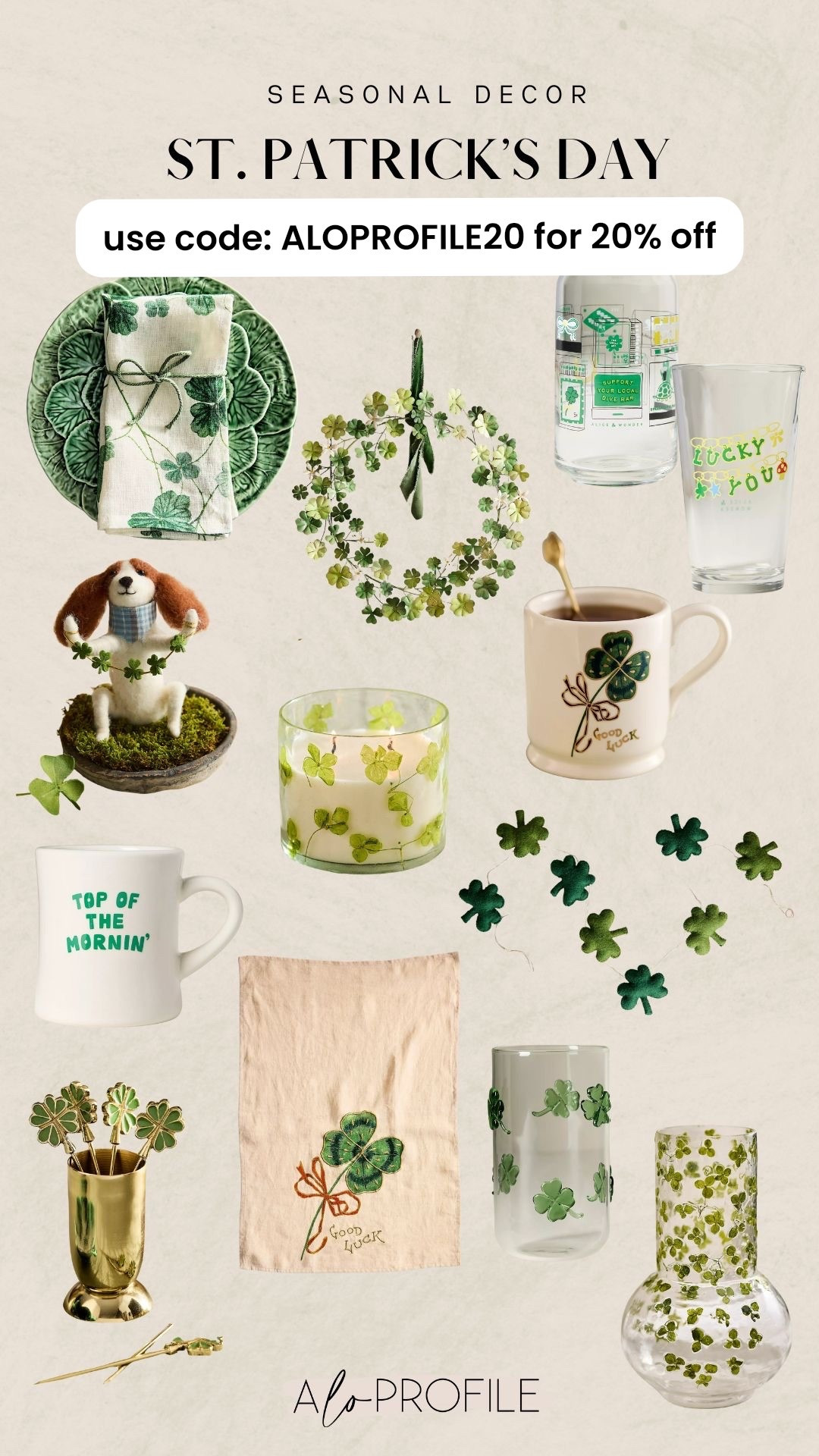 St. Patrick's Day Decor via Anthro 🍀spring decor, spring home decor, seasonal decor, holiday decor, Anthro home decor, Anthro seasonal decor, spring home decor