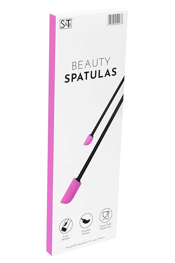 S&T INC. Beauty Spatulas, 2 Piece Set, Large and Small Sizes for Beauty and Kitchen, Black/Pink | Amazon (US)