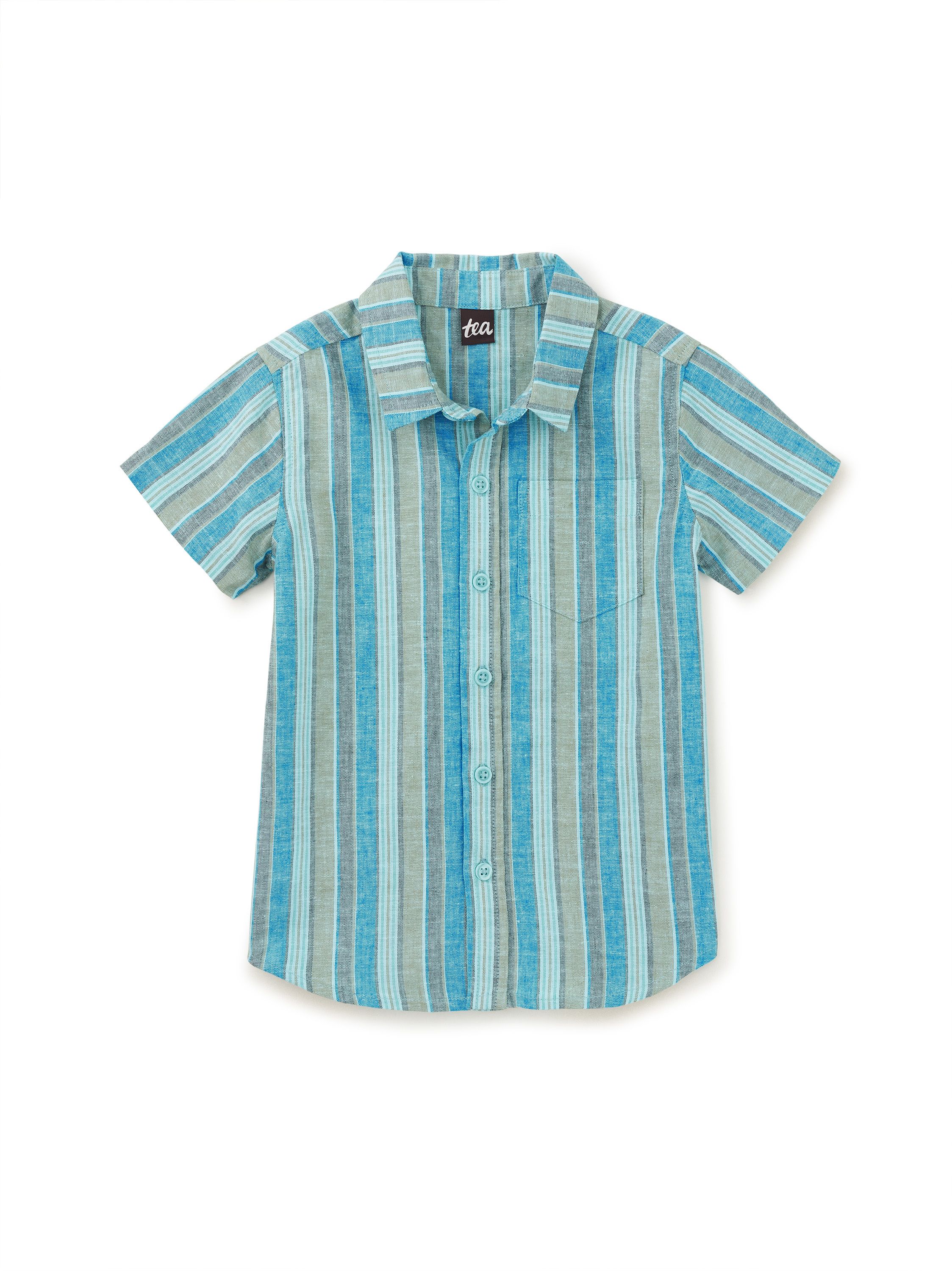 Striped Button Up Woven Shirt | Tea Collection