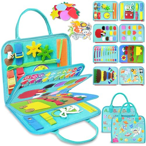 Exorany Busy Board Montessori Toys for Toddler Boy Girl Birthday Gifts, Busy Book Sensory Learning Toys for Toddlers, Toddler Airplane Car Travel Toy Educational Activities | Amazon (US)