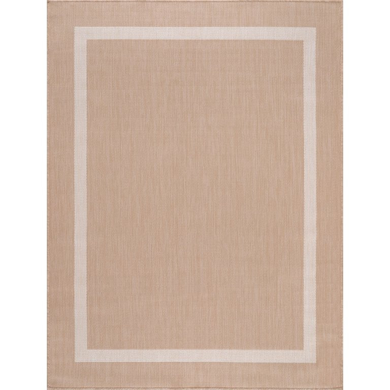 Beverly Rug Bordered Indoor Outdoor Rug, Outside Carpet for Patio, Deck, Porch - Beige 8X10 8' x ... | Walmart (US)