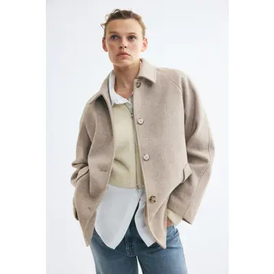 H&M Car Coat in Dark Taupe at Nordstrom, Size Large | Nordstrom