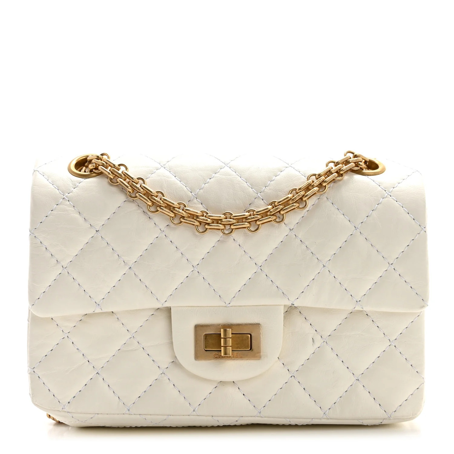 Aged Calfskin Quilted 2.55 Reissue Mini Flap White | FASHIONPHILE (US)