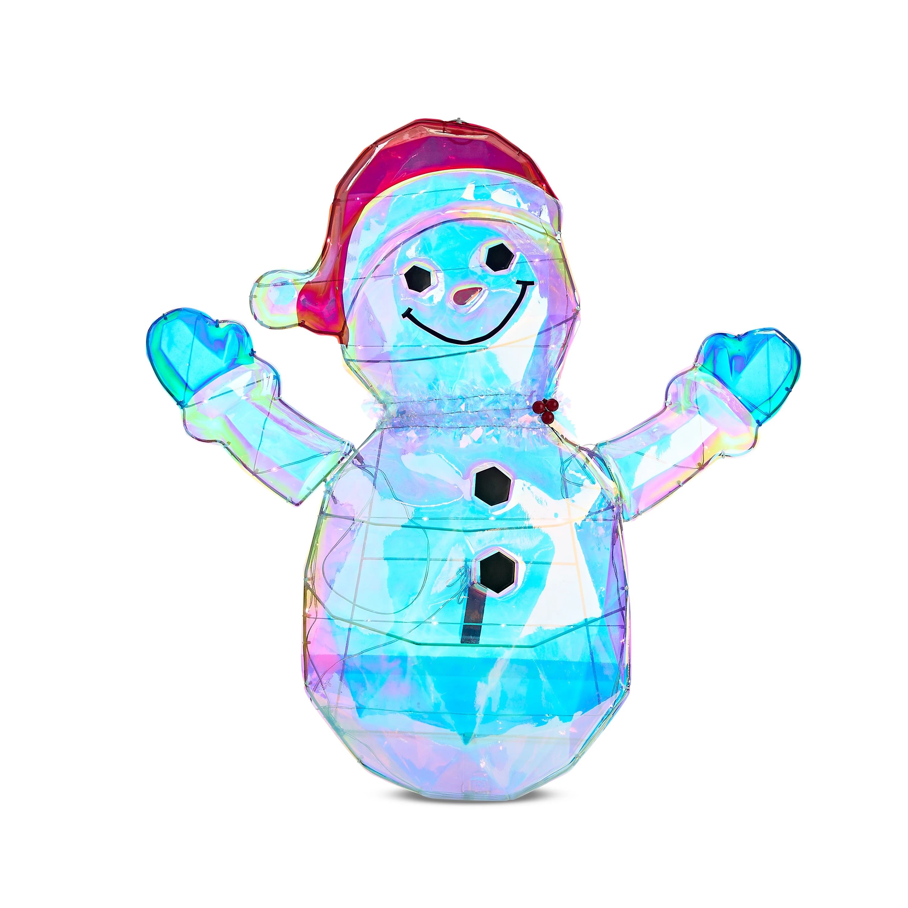 30" Light-up Battery Operated 2D Prismatic Polygon Snowman, Holiday Time | Walmart (US)