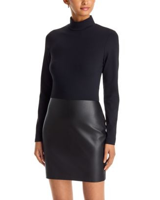 Turtleneck Mixed Media Faux Leather Dress | Bloomingdale's (US)