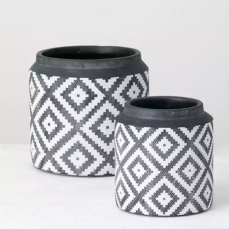 Black and White Geometric Planters, Set of 2 | Kirkland's Home