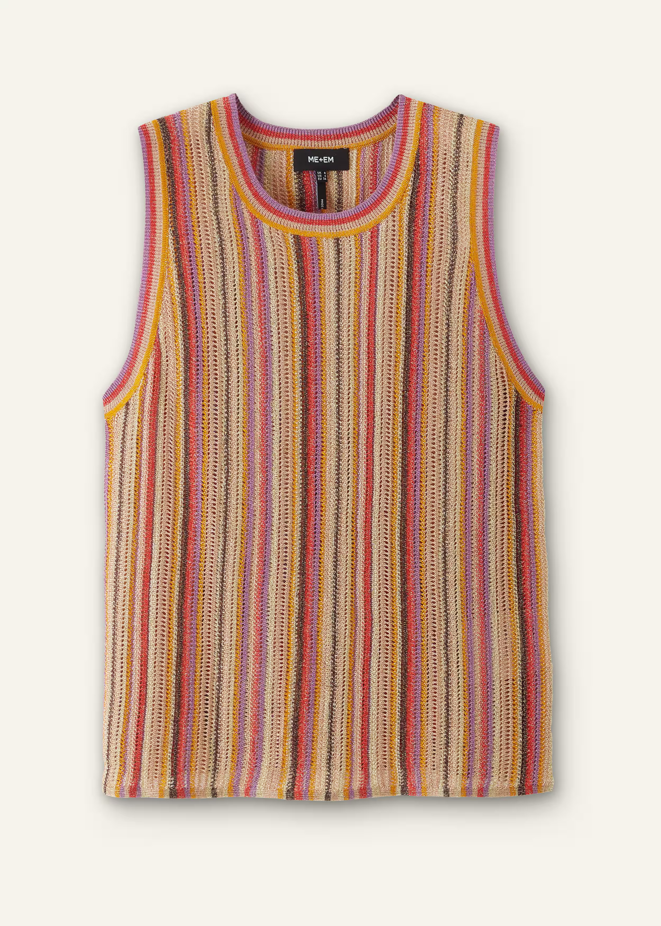 Women's Gold Metallic Textured Stripe Knit Vest | ME+EM | ME+EM Global (Excluding US)