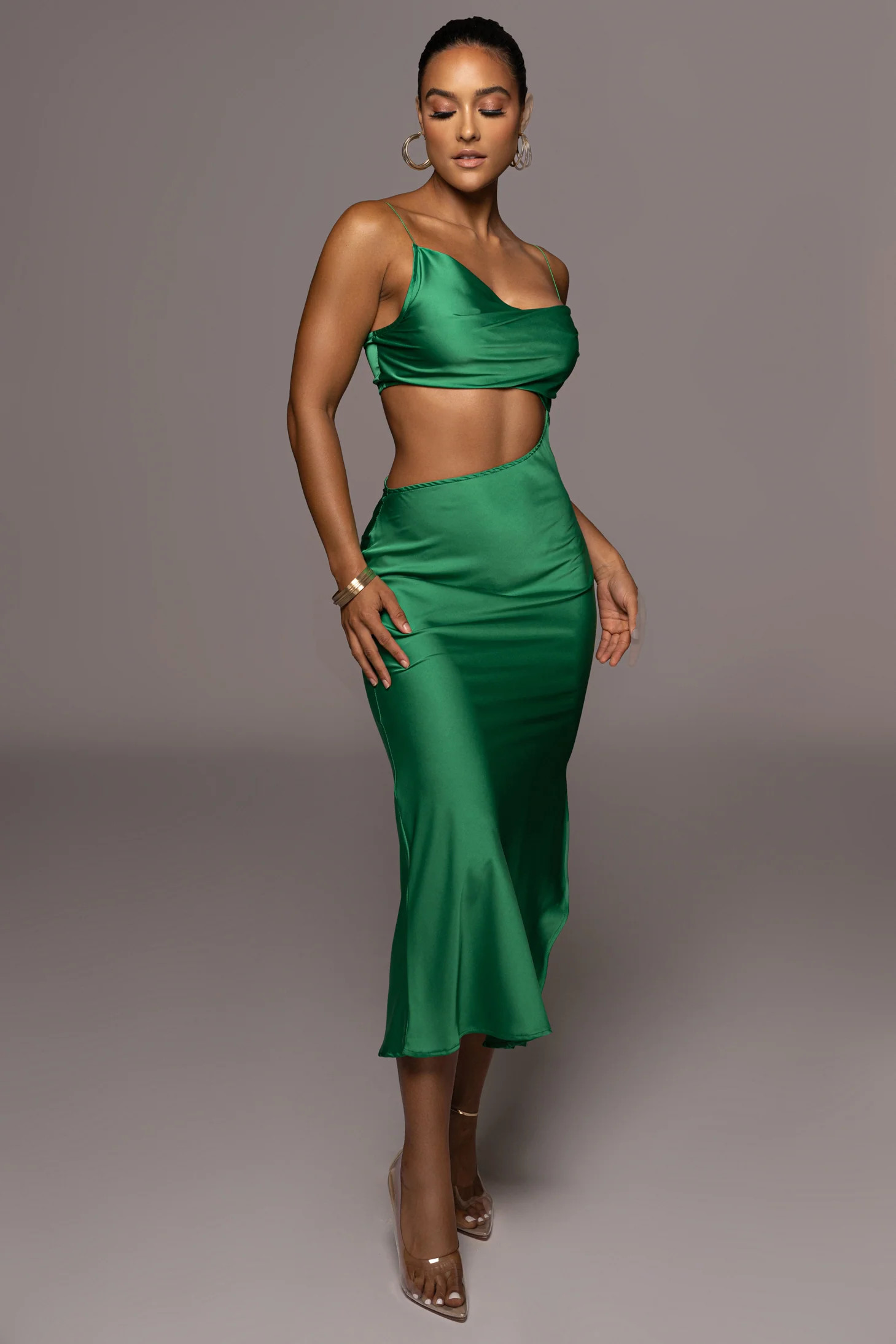 Green Maurine Cutout Dress | JLUXLABEL