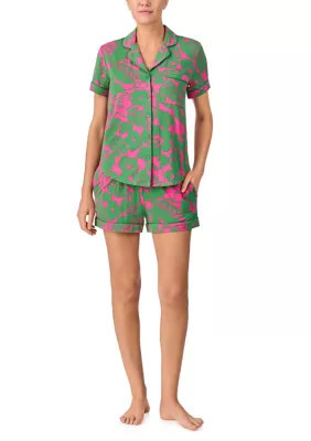 kate spade new york Women's Printed Boxer Pajamas Set, Pink, Small | Belk