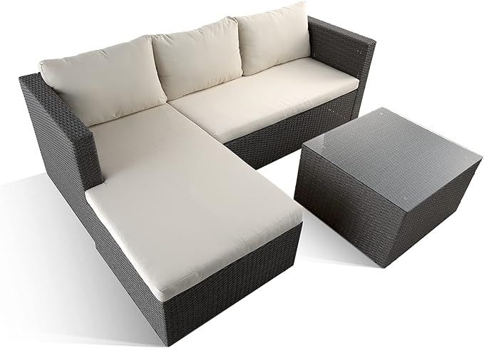 Outdoor Patio Furniture Sets All Weather Outdoor Sofa PE Garden Furniture Wicker Rattan Patio Con... | Amazon (US)