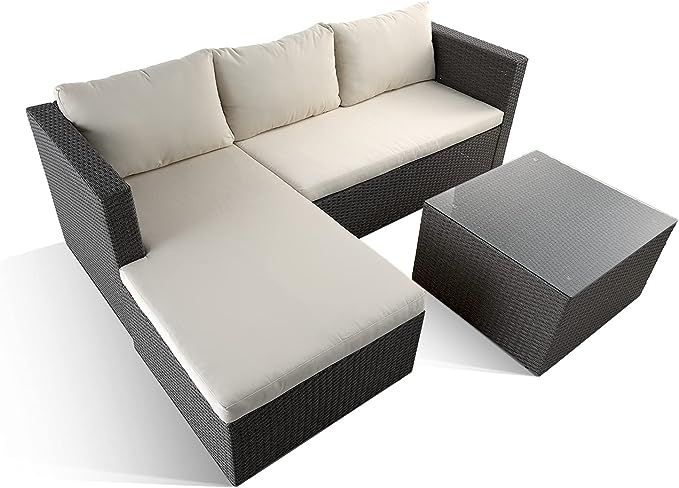 Outdoor Patio Furniture Sets All Weather Outdoor Sofa PE Garden Furniture Wicker Rattan Patio Con... | Amazon (US)