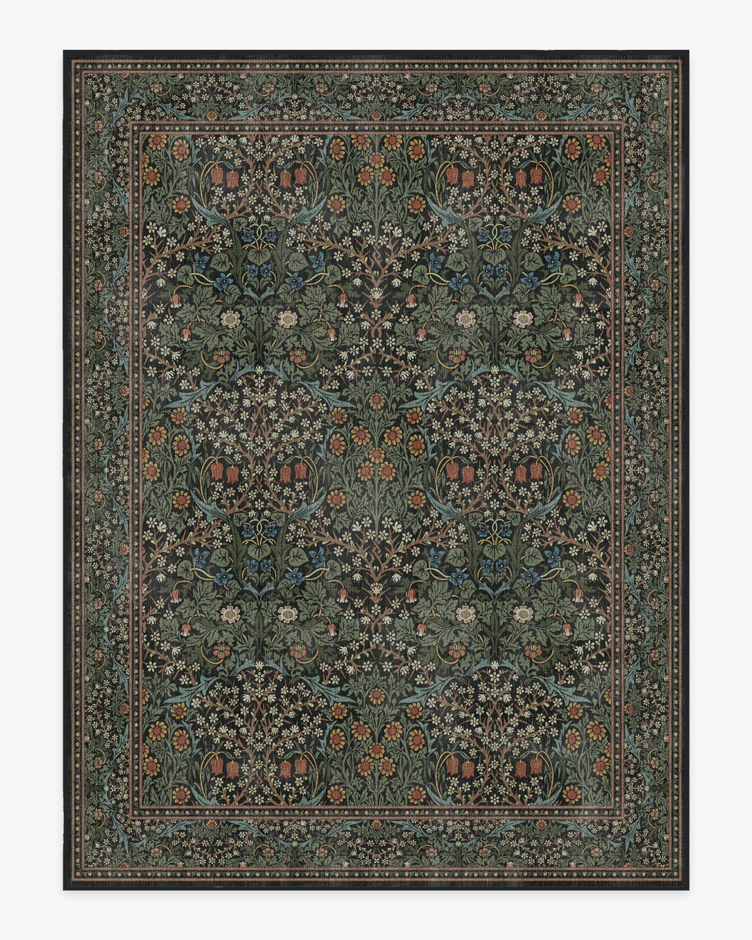 Morris & Co. Blackthorn Forest Green Rug | Ruggable