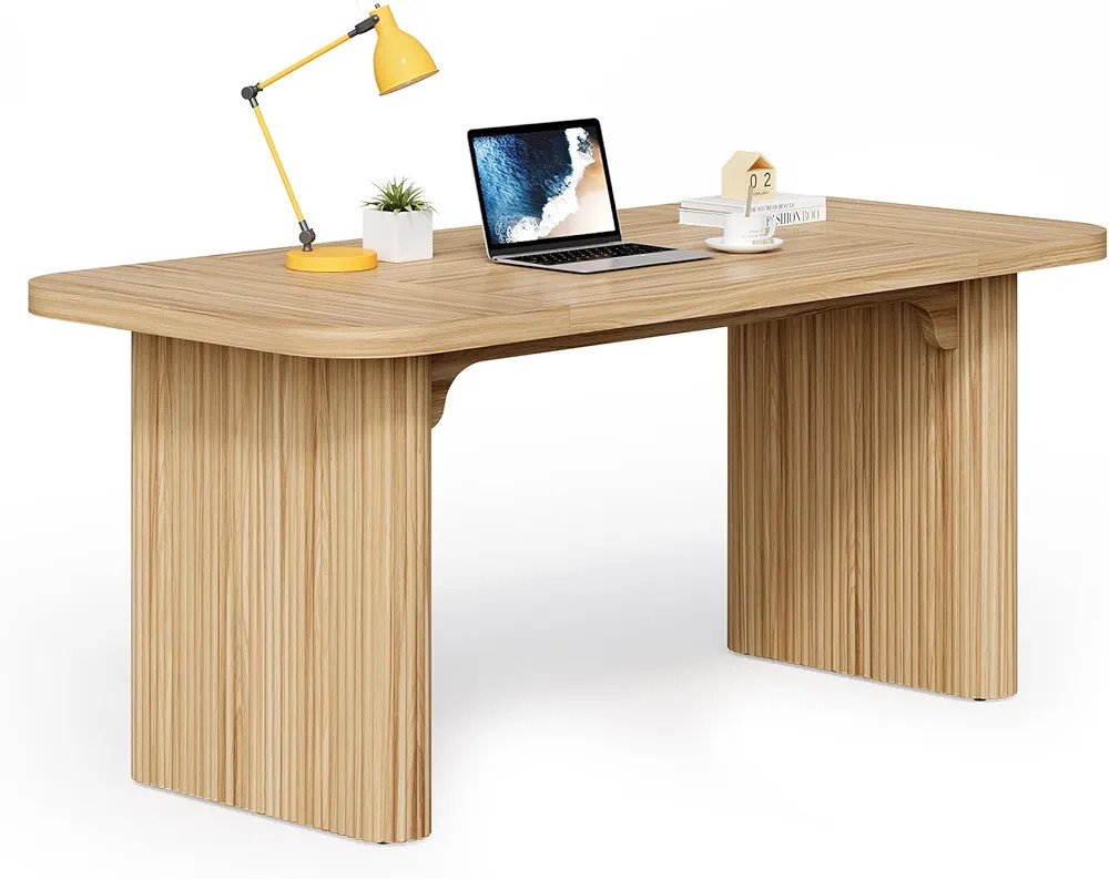 LITTLE TREE 62-Inch Home Office Computer Desk, Large Writing Desk with Textured Double Base, 5 ft... | Amazon (US)