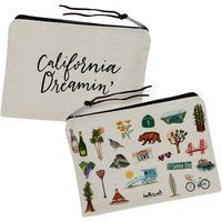 California Dreaming, Pouch Bag, With Zipper, Clutch, 100% Cotton, Canvas Landmarks, Souvenir, Gift | Etsy (US)