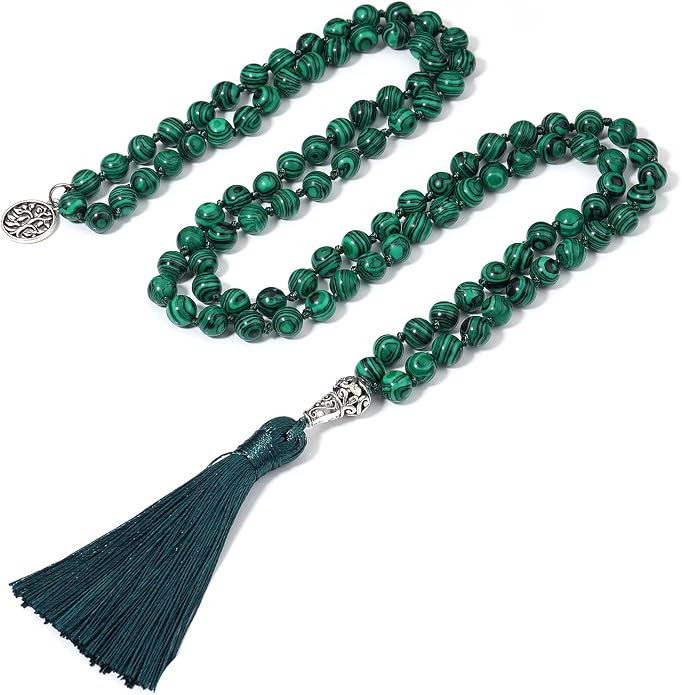 108 Mala Beads Necklace Semi-Precious Gem Stones Meditation Necklace 108 Hand Knotted Japa Mala B... | Amazon (US)