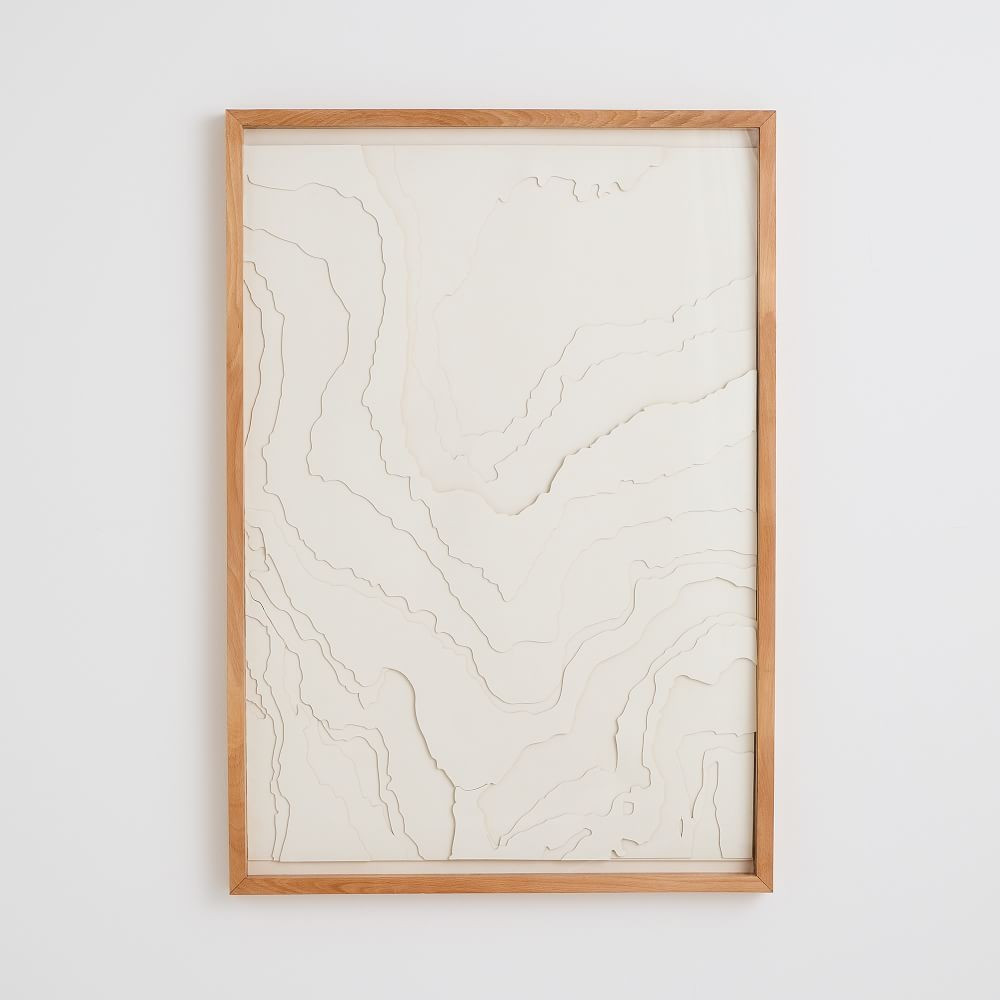 Waves Dimensional Framed Wall Art, Paper, White, 20x30 | West Elm (US)