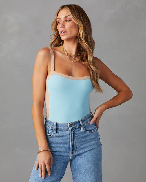 Chrishelle Sleevless Top - Blue/Tan | VICI