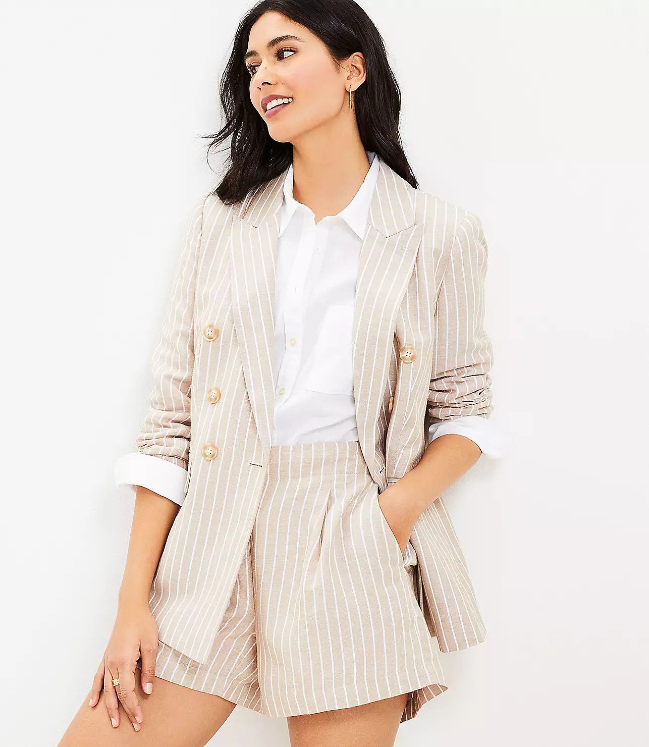 Striped Linen Blazer | LOFT