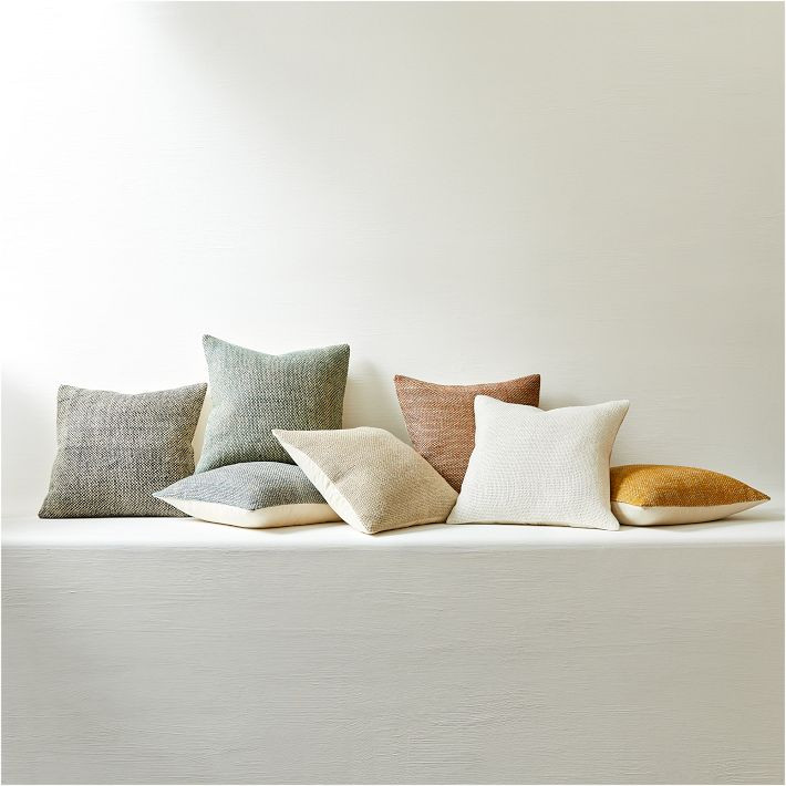 Two Tone Chunky Linen Pillow Cover | West Elm (US)