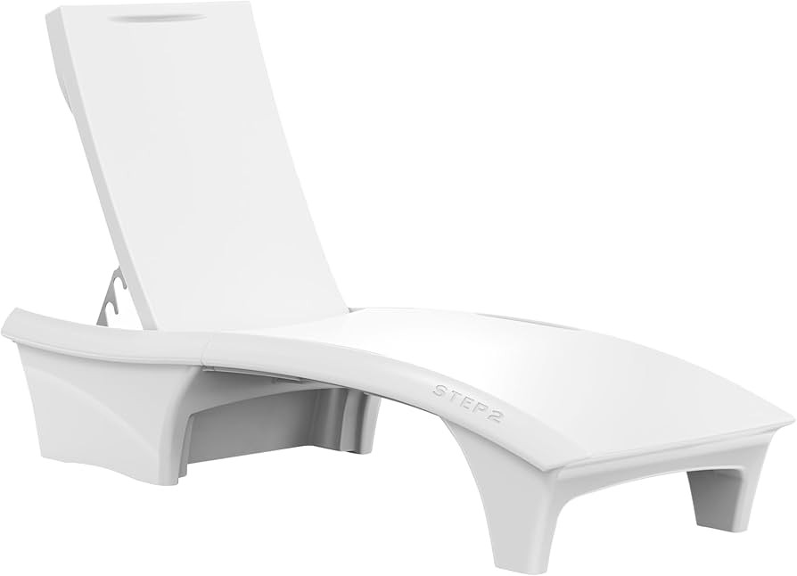 Step2 Vero Adjustable Back in-Pool Lounger with Storage, Pool Chair, Weighted, White | Amazon (US)