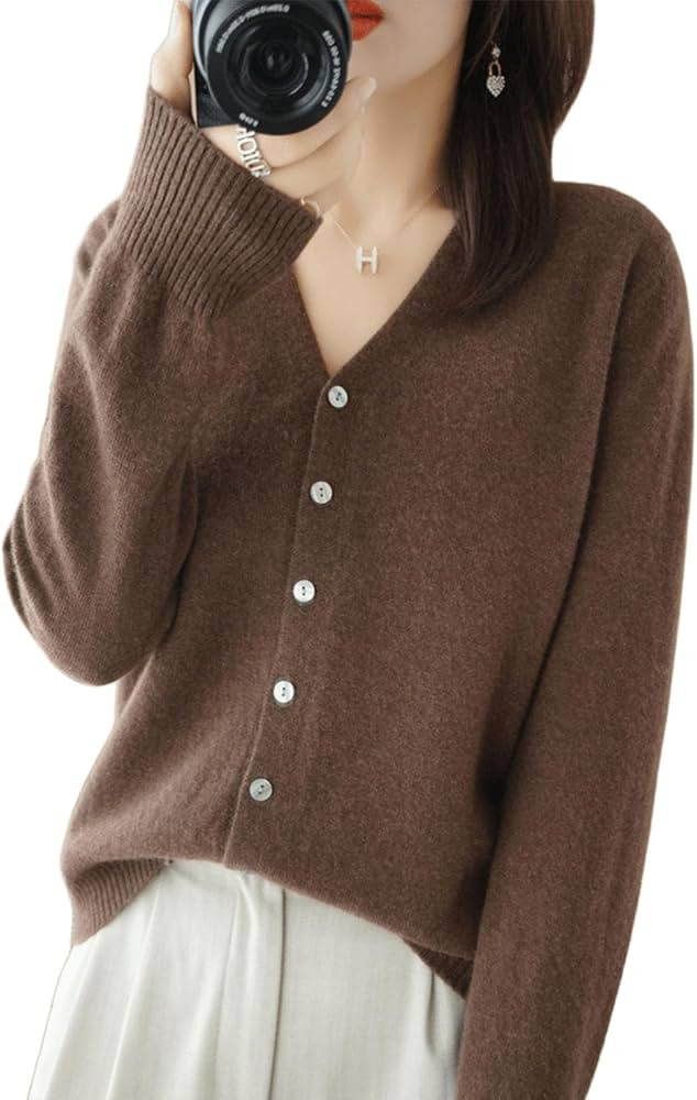Women's V Neck Button Cardigan Knitwear Long Sleeve Cardigan Sweaters, Cardigan Sweaters for Wome... | Amazon (US)
