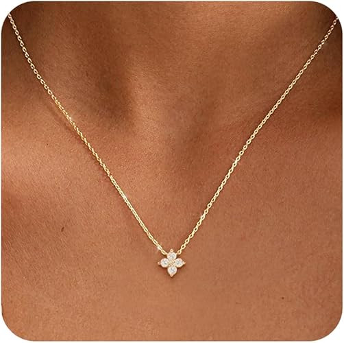 ZHESHY Birthstone Gold Necklaces for Women Dainty 14K Gold Plated Necklace | Simple Non Tarnish D... | Amazon (US)