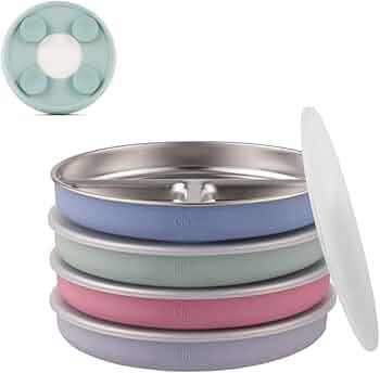 Elk and Friends Stainless Steel Divided Plates with Silicone Sleeve for Babies & Toddlers | Lids ... | Amazon (US)