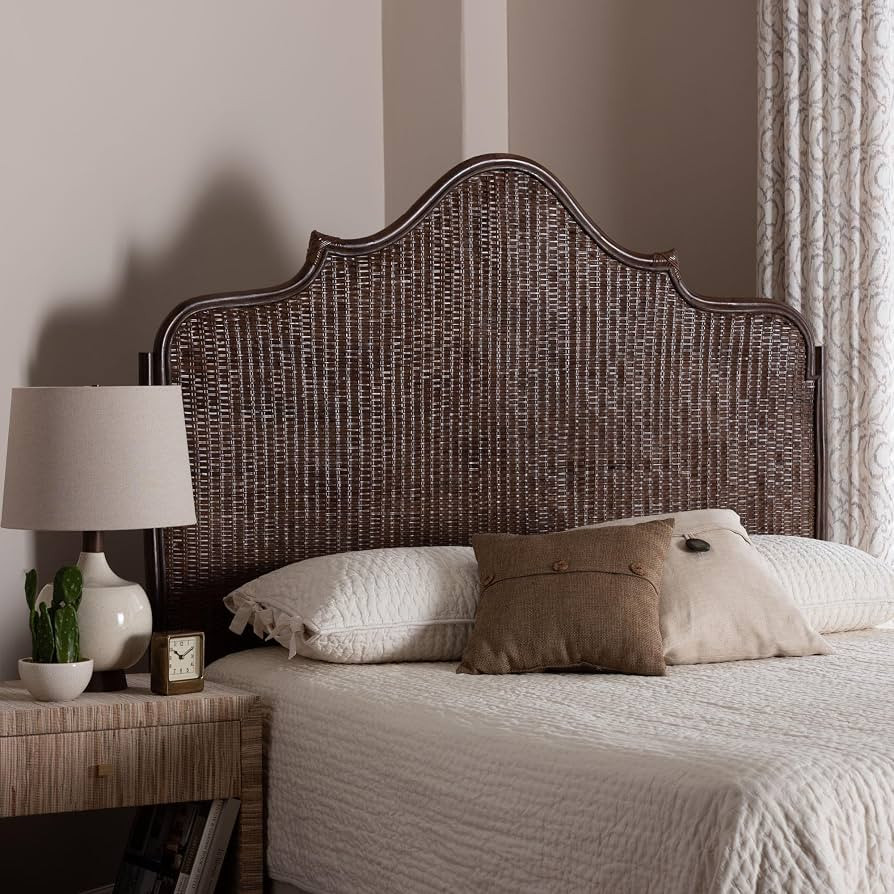 Bali & pari Jaelle Natural Rattan Standalone Headboard - Handwoven Wicker Panel Headboard with Ar... | Amazon (US)