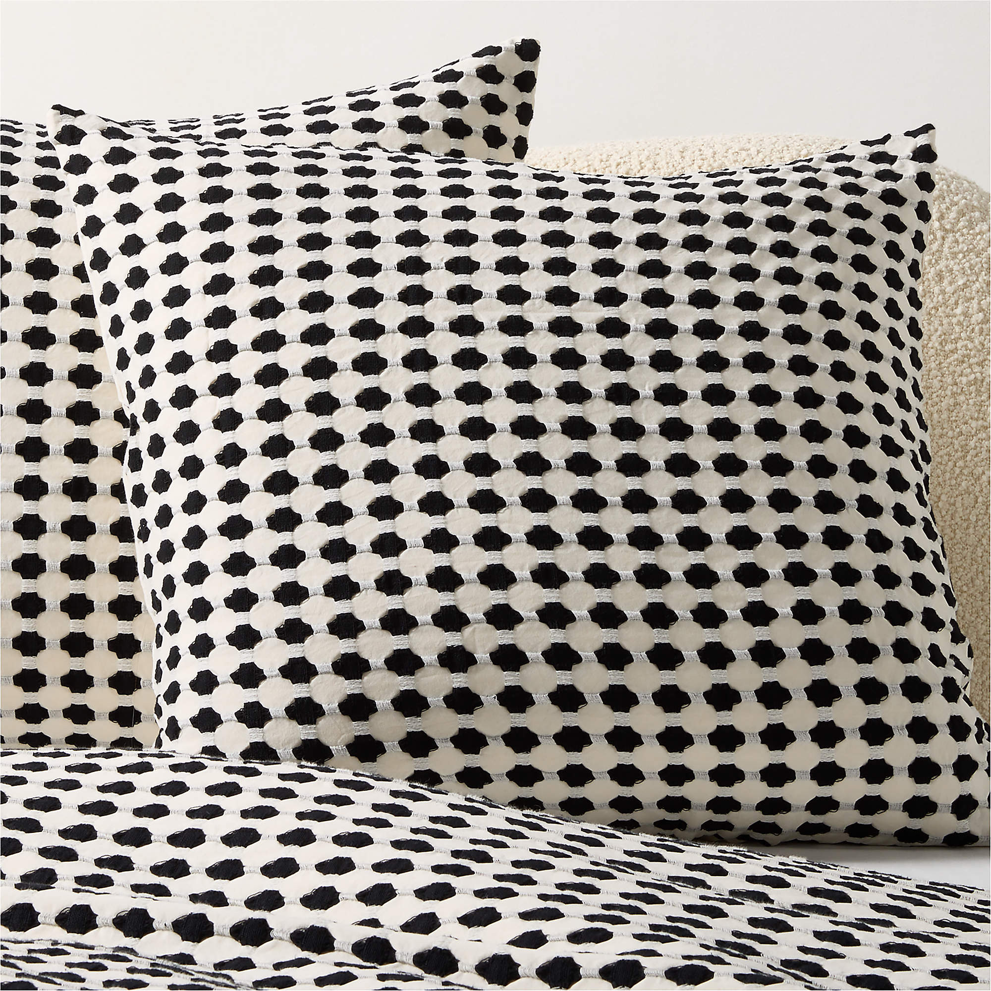 Estela Black and White Organic Cotton Euro Pillow Shams Set of 2 + Reviews | CB2 | CB2