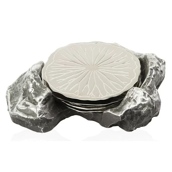 Mcgary Leaf on a Rock 7 Piece Coaster Set with Holder (Set of 6) | Wayfair North America