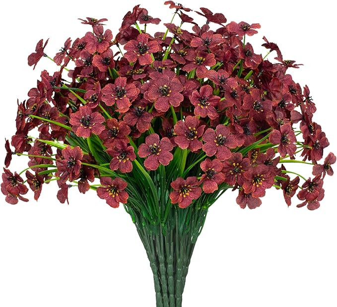 15 Bundles Artificial Flowers UV Resistant Outdoor Plants No Fade Faux Plastic Shrubs Fake Silk F... | Amazon (US)