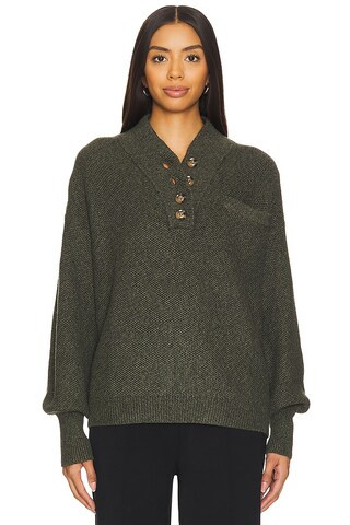 LUNYA Cozy Cotton Silk Henley in Riviera Marl from Revolve.com | Revolve Clothing (Global)