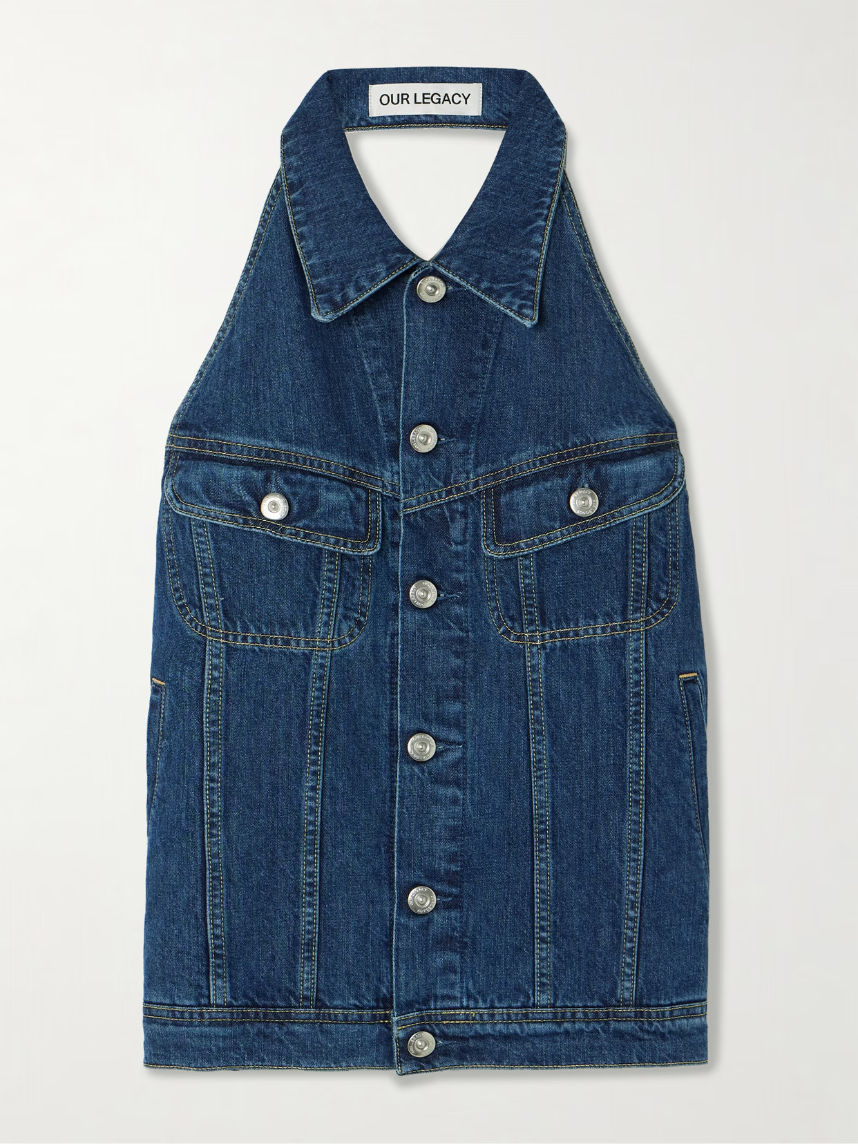 Our Legacy - Paneled Denim Halterneck Vest - Blue | NET-A-PORTER (US)