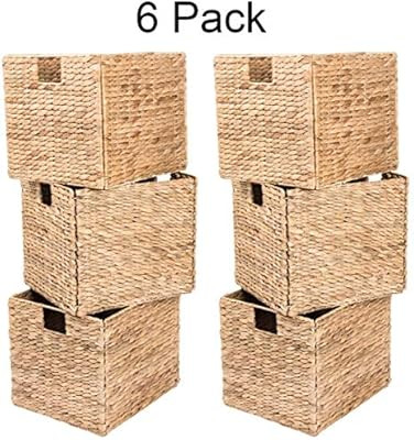 Yankee Trader 6 Decorative Hand-Woven Small Water Hyacinth Wicker Storage Basket, 16x11x11 Perfec... | Amazon (US)