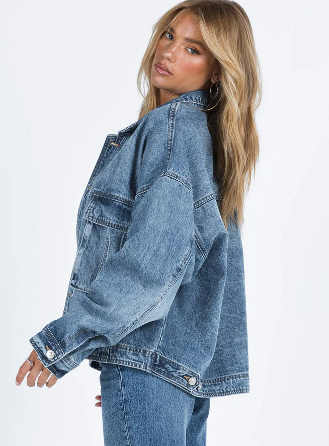Kier Oversized Jacket Denim Mid Wash | Princess Polly US