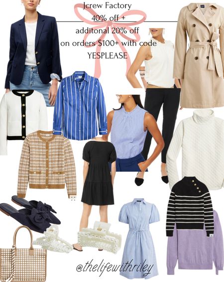 Jcrew factory sale

So many great pieces for work wear 

Business casual, office outfit, office clothes, corporate outfit, corporate clothes, office fashion, bow shoes, bow mules, stripe sweater, stripe shirt, sweater jacket, lady jacket, quilted pullover, fall sweater, work dress, trench coat, blazer, pearl clip

#LTKworkwear #LTKstyletip #LTKsalealert